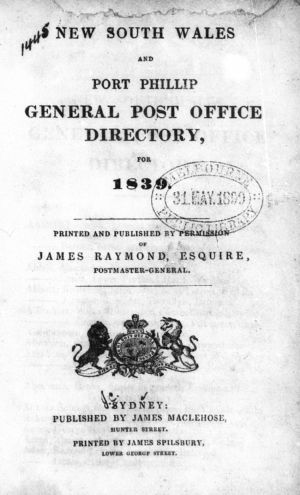 [1839 Directory Title Page]